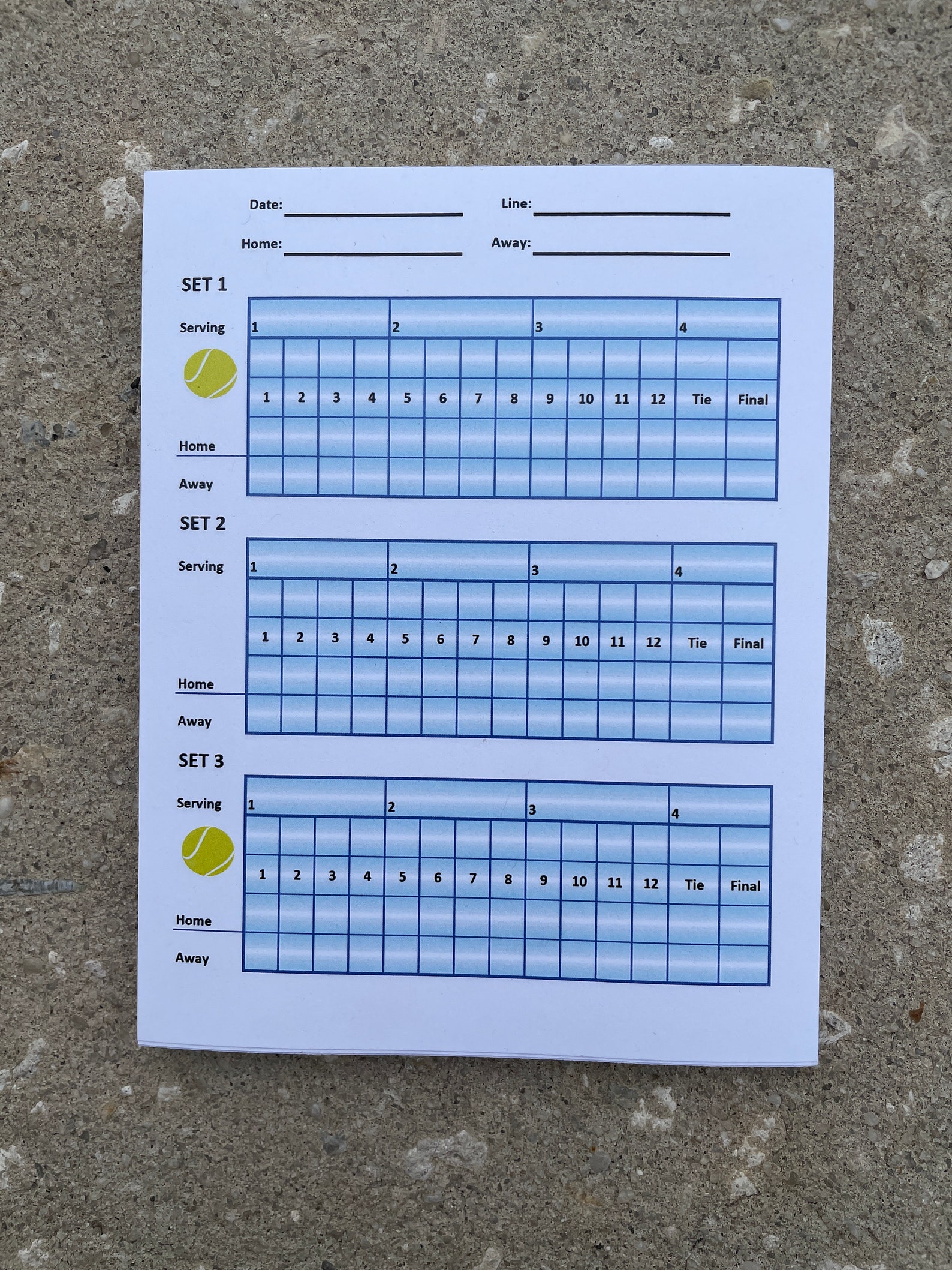 Tennis match score pad Etsy