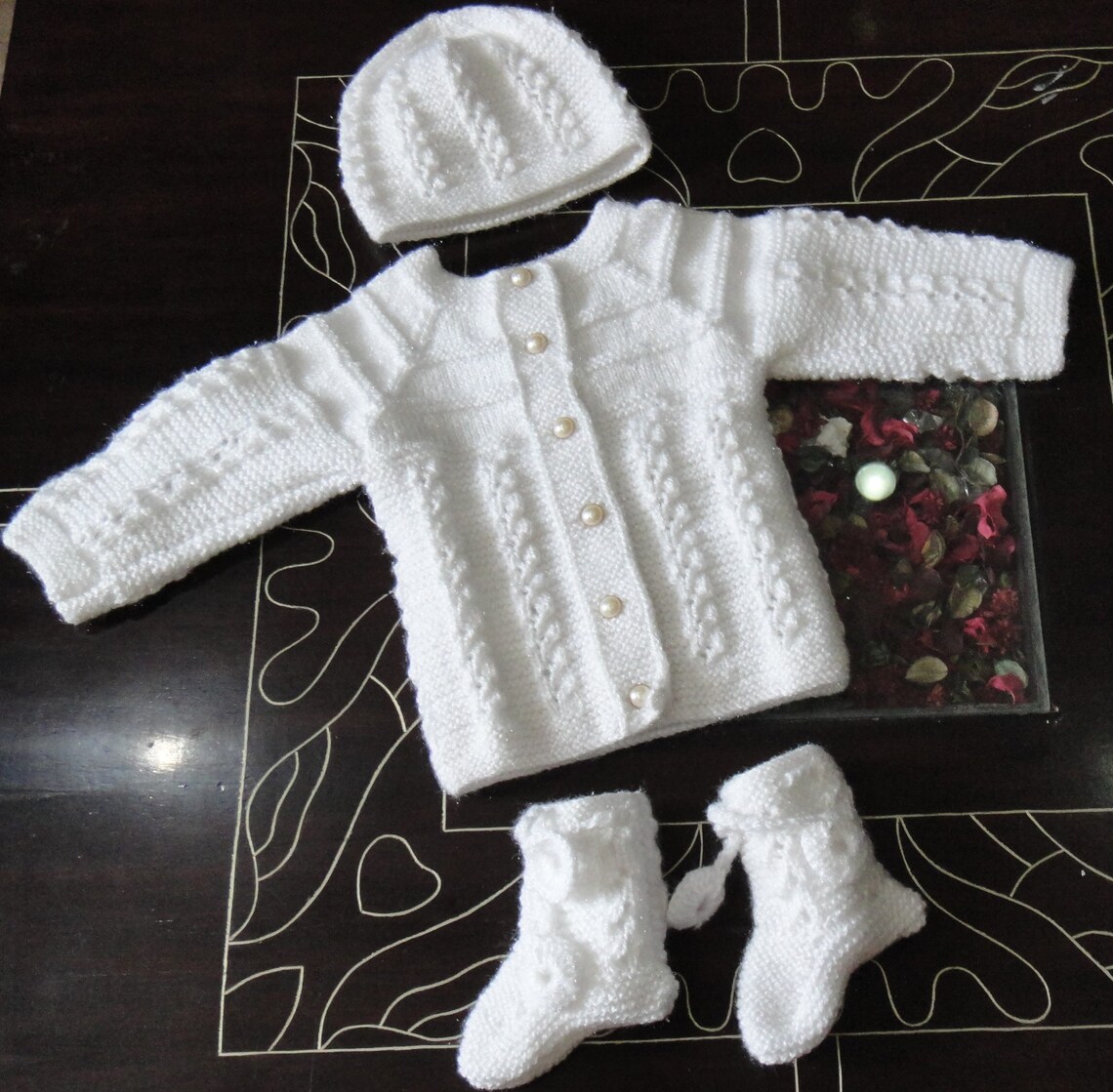 Kids Soft Woolen White Baby Sweater set Hand knitted Unisex Etsy