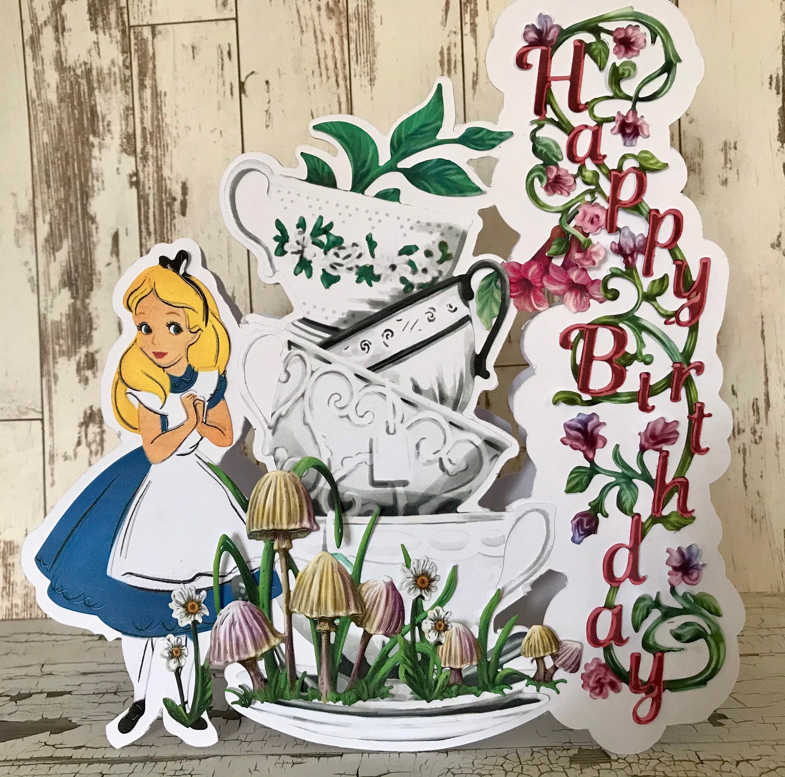 Alice in Wonderland Handmade Shaped Birthday Card. | Etsy