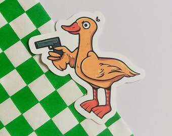 Supprimer cet autocollant de canard, autocollant mignon, pistolet, autocollant pour ordinateur portable, cadeau drôle, cadeau bâillon, cadeau idiot, meme, vinyle, découpé, tendance, mignon