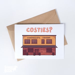 ¿Tostadas? , Costellos Tavern Limerick - Tarjeta de felicitación, Tarjeta de cumpleaños, Irlanda, Munster, Tarjeta vacía, Tarjeta divertida