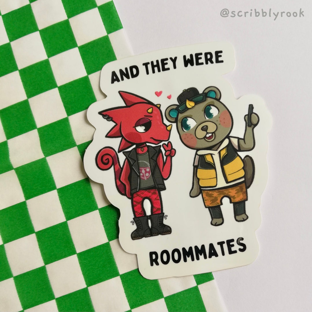 Flick and CJ and They Were Roommates, Sticker, Cute Sticker, LGBT, Love, Animal Crossing New