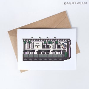 Flannery's Bar, Phil Flannery's Bar - wenskaart, verjaardagskaart, Limerick City, Limerick, Munster, Ierland, leeg van binnen