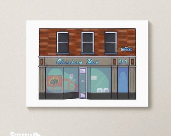 Chicken Hut Art Print, Limerick City, Irlanda, Limerick, Impresión A4, Impresión A5