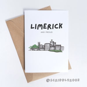 Limerick and Proud - Tarjeta de felicitación, Para ella, Para él, Tarjeta divertida, Tarjeta linda, Tarjeta de cumpleaños, Limerick, Ciudad de Limerick, Munster, Irlanda