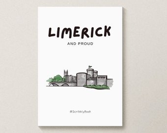 Limerick and Proud Art Print, Illustration, Limerick City, Full-colour Print, Irish made, Limerick, Ireland, A4 Print, A5 Print