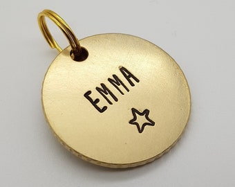 Dog tag, star, color gold, personalized animal tag, with name