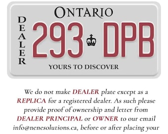 Personalized Ontario Dealer License Plate – Custom 3D Printed Aluminum Car, Truck, Bike, Bicycle Tag