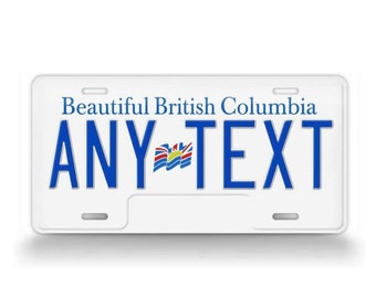 Custom British Columbia License Plate: 3D Printed Aluminum, Personalized BC Flag