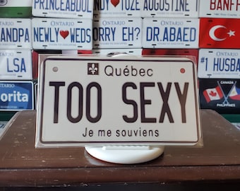 T00 SEXY || Bike Custom & Personalized 3D Printed Aluminum License Plate Style: Any Canadian Province or US State Plates