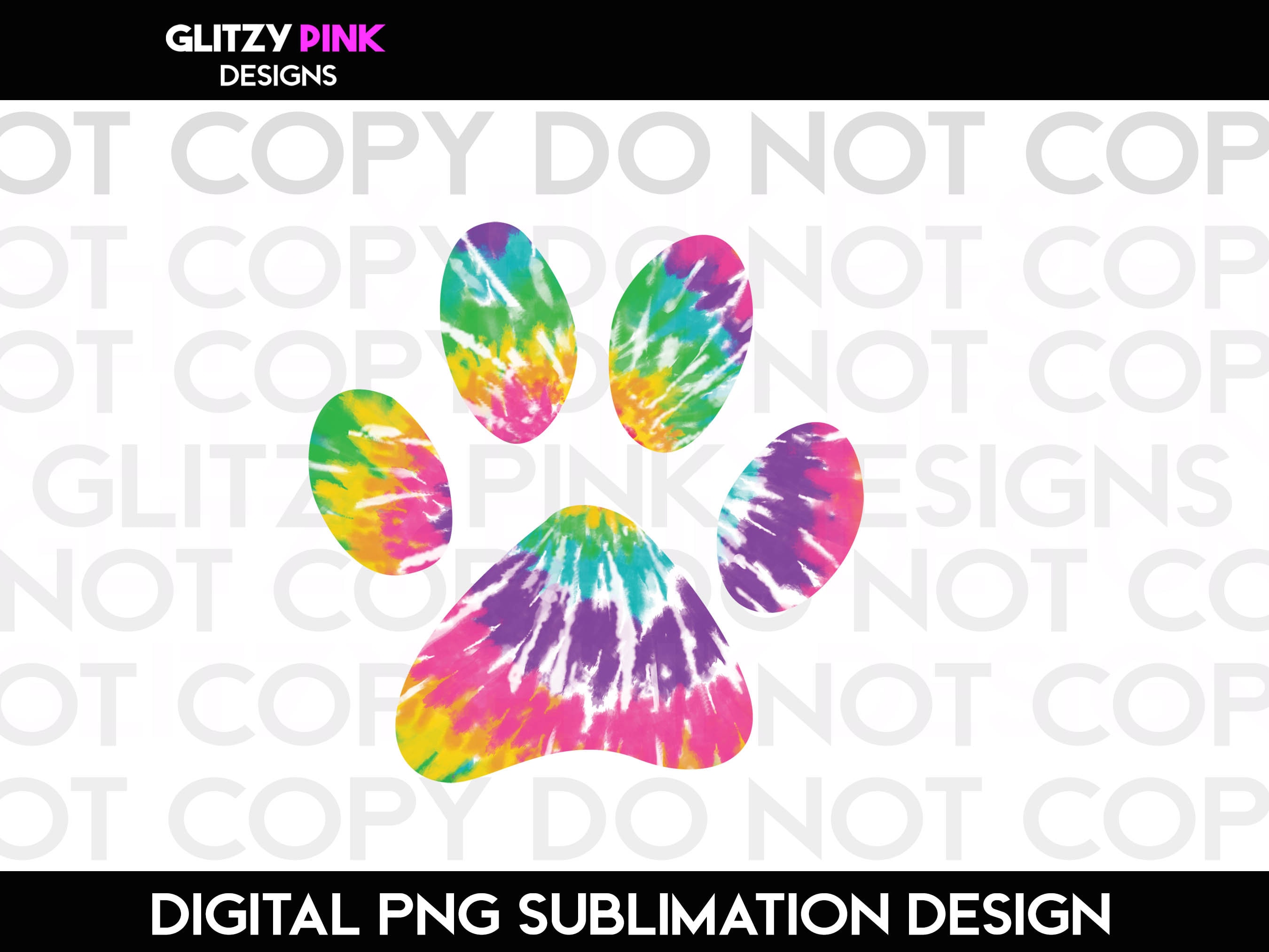 Tie Dye Dog Paw PNG Sublimation Design, Tie Dye Paw Clipart, Instant ...