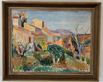 FRANS BERG (1892 - 1949) St. Anne, Cagnes-Sur-Mer 1922 landscape oil painting antique vintage expressionist French Swedish Mediterranean