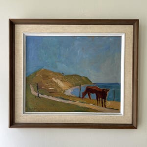 Vintage “GRAZING CATTLE” original Swedish landscape oil painting on panel signed and framed impressionist art