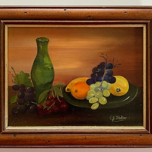 Still life Fruits vegetables France Antique vintage french painting 1950s on panel with Frame Still life Fruits vegetables France Antique vintage french painting 1950s on panel with Frame