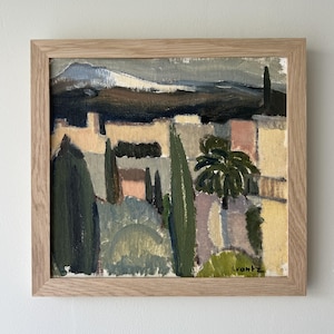 Vintage “IN THE FOOTHILLS” original Swedish framed landscape oil painting on panel signed by the artist
