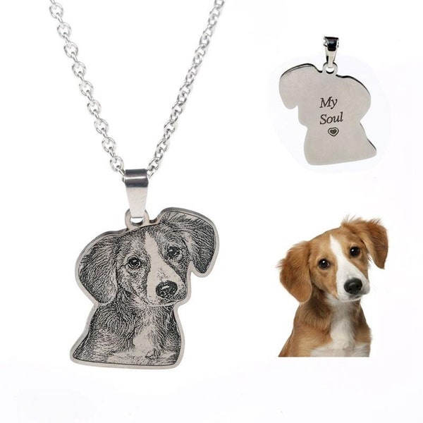 Personalisierte Halskette Schmuck, Pet Portrait Custom, Personalized Pet Photos Necklace,Pet photo necklace,Engraved Dog Cat Photo, Pet Loss