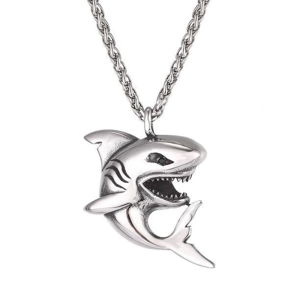Coole Haifischkette in gold, silber oder dunkelsilber. Maritimer Schmuck, Ozean Halskette, Fisch Halskette, Strand Halskette, Tierschmuck