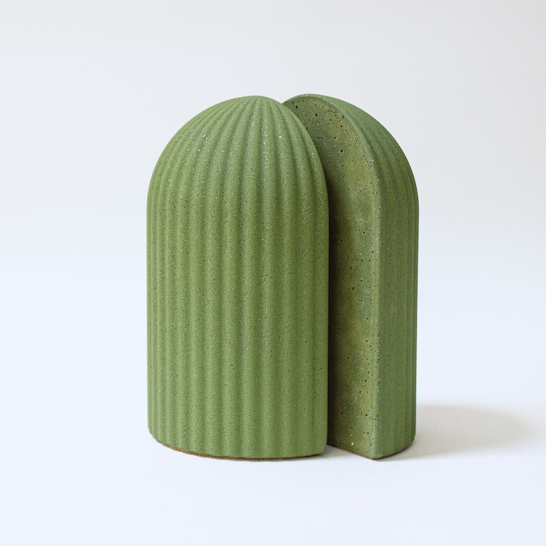 Marble Cast Dome Bookends, Decorative Objects - Set of 2 Moss
