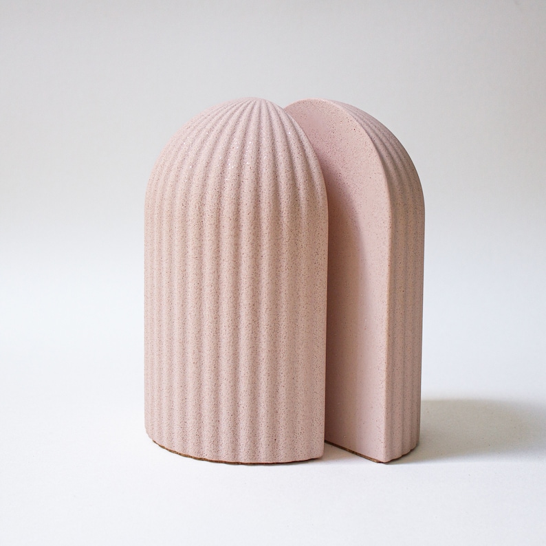Marble Cast Dome Bookends, Decorative Objects - Set of 2 Blush