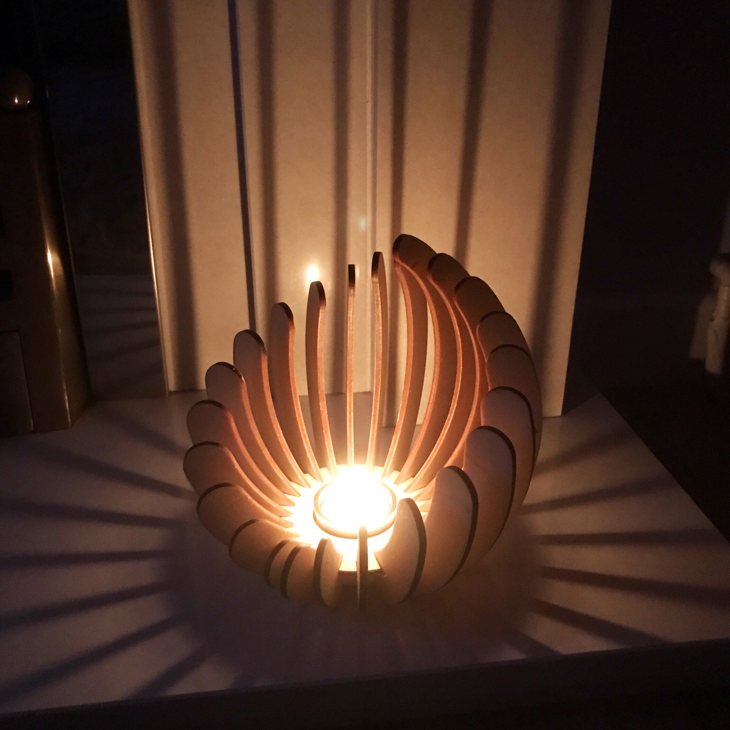 Laser cut wood tea light/candle holder Etsy