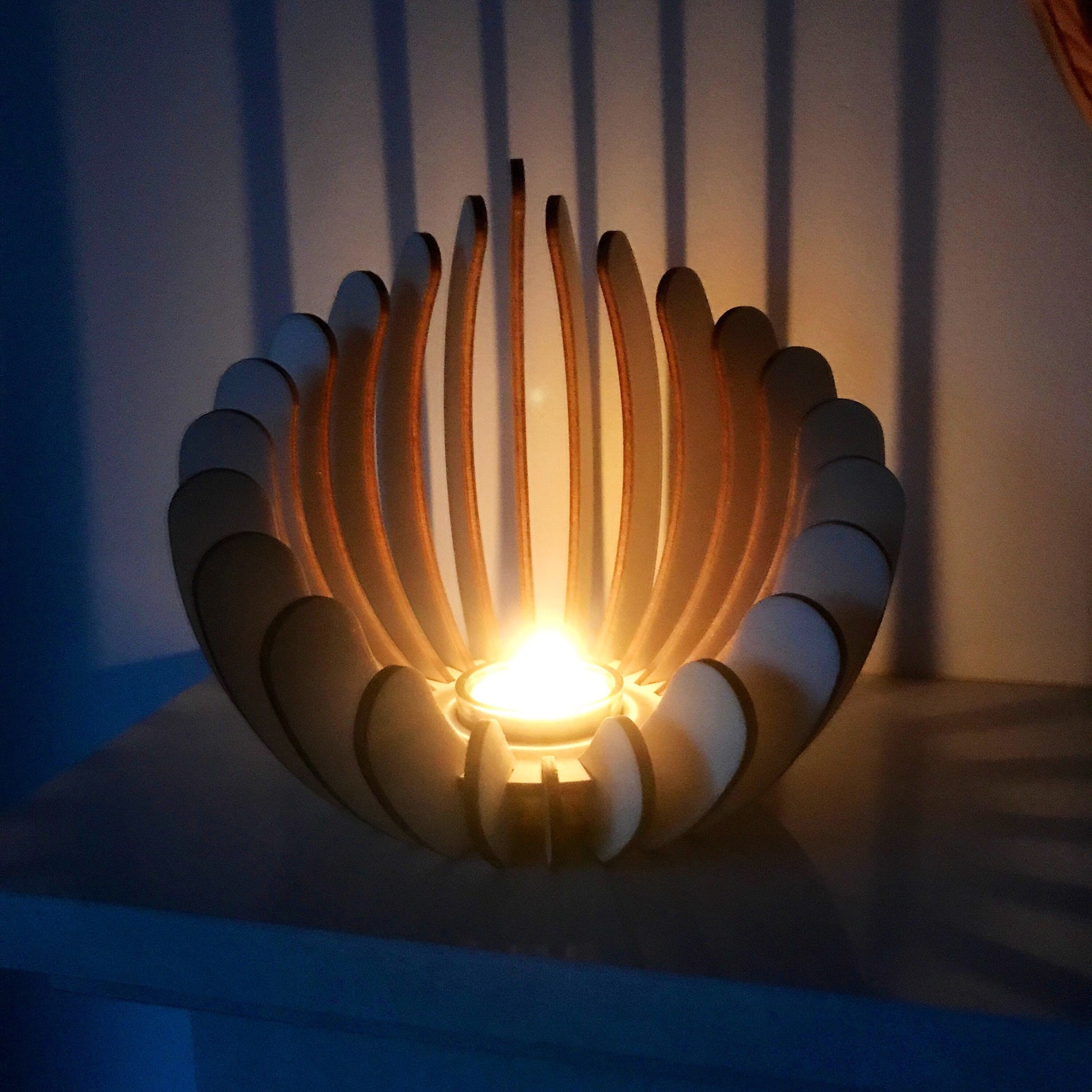 Laser cut wood tea light/candle holder Etsy