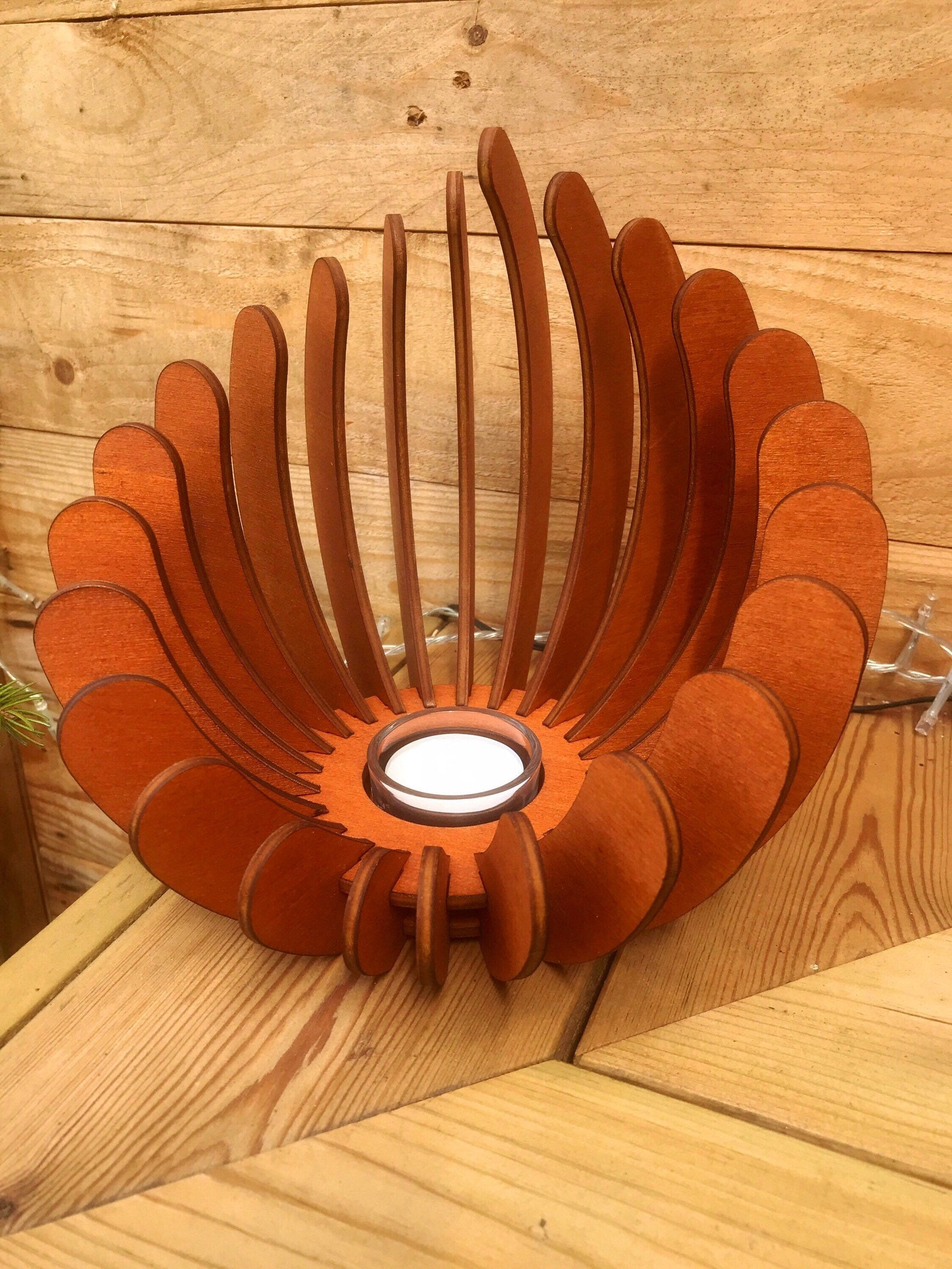 Laser cut wood tea light/candle holder Etsy