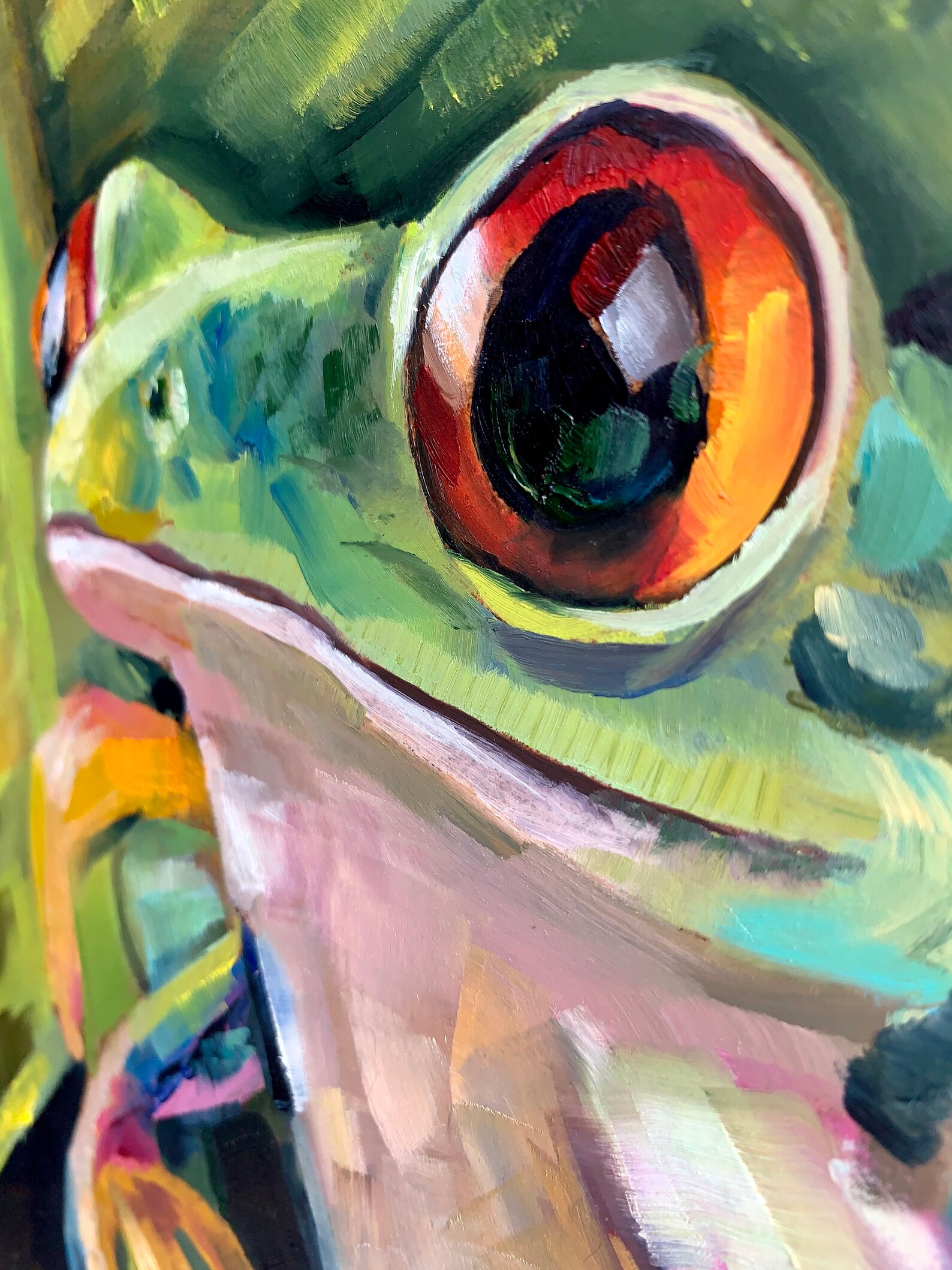 Tropical Frog Original Oil Painting Animal Art 8 by 12 Inches Etsy