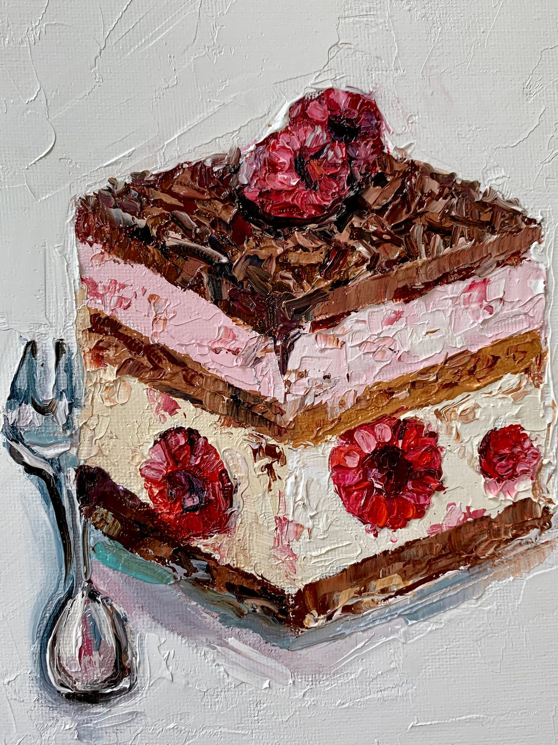 Chocolate Cake Painting Original Oil Art Canvas Impasto 8 by | Etsy