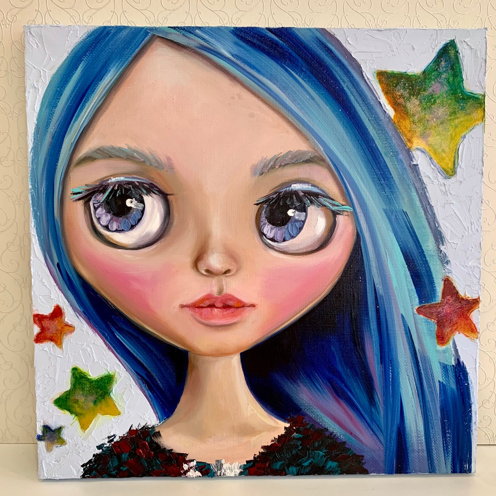 Blythe Doll Painting Original Oil Art Custom Blythe 16 by 16 Etsy