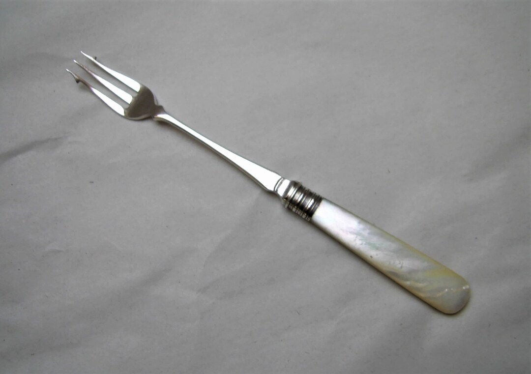 Elegant Antique Solid SILVER PICKLE FORK With Mother of Pearl Etsy