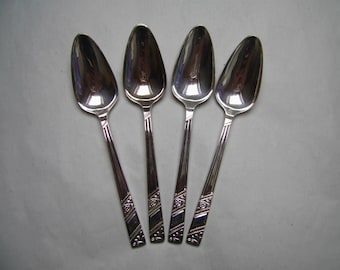 Vintage Set 4 Viners Silver Plated SILVER ROSE Grapefruit SPOONS circa 1960's