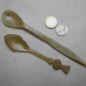 Vintage Thistle Ended Horn Jam Spoon and Stylish HORN SUNDAE SPOON circa 1970&#39;s