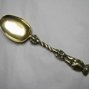 Heavy Antique BRASS TEDDY BEAR  Spoon circa 1930&#39;s