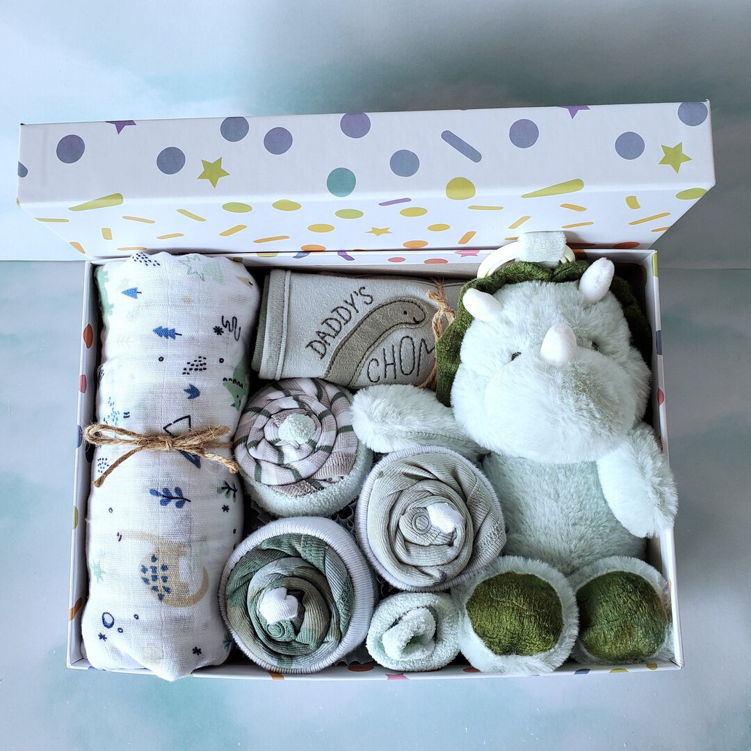 Baby Boy Gift Set Baby Shower Newborn Gift Personalized Toy Dinosaur ...