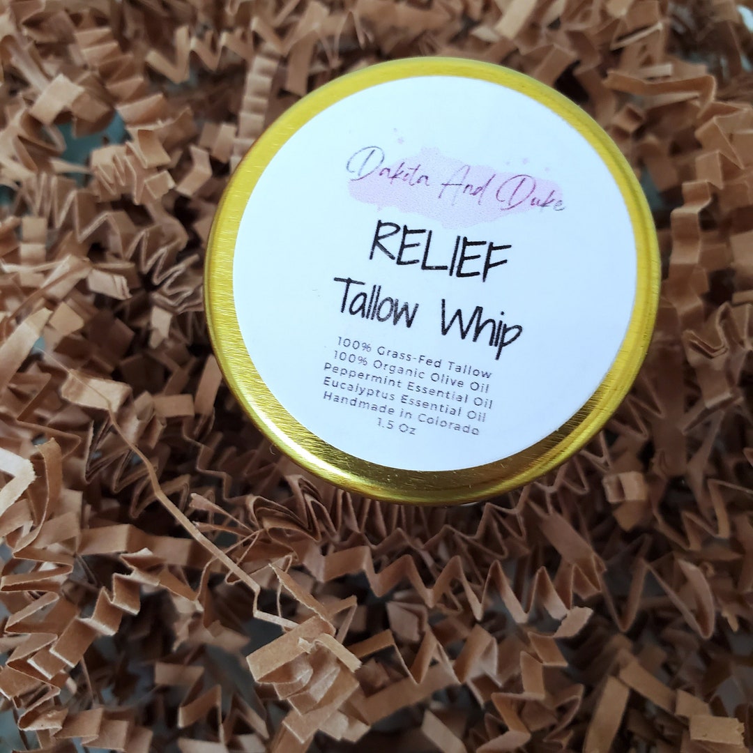 RELIEF Tallow Whip, Whipped Tallow, Grass Fed Beef, Natural Organic Balm, Pain Free Body