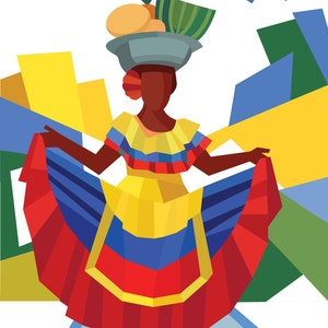 Colombia - Cartagena - Palenquera - Canvas Wall Art - Colombian art