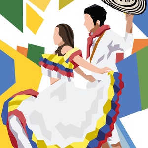 Colombian cumbia dancing couple - Canvas Wall Art - Colombian art