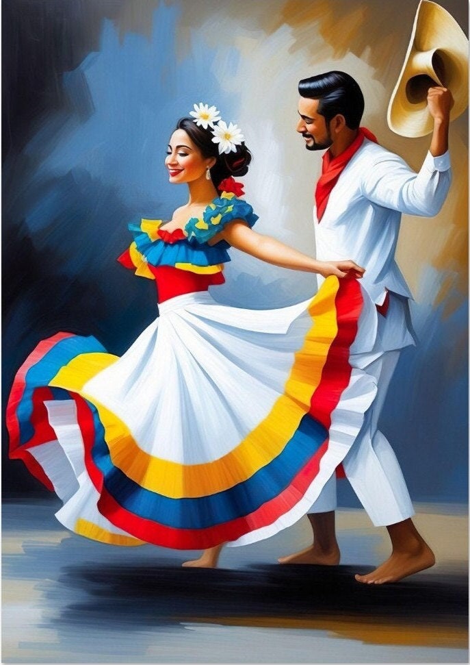 Colombian Cumbia Dancing Couple Poster matte Colombian Art afremov ...
