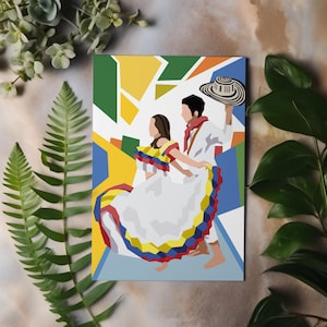 Colombian cumbia dancing couple - Canvas Wall Art - Colombian art