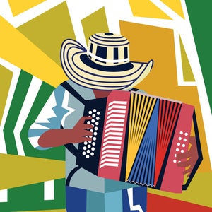 Colombia - Vallenato - Acordeonista - Cuadro en lienzo