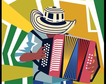 Colombia - Vallenato - Accordion player - Poster (matte) - Colombian art