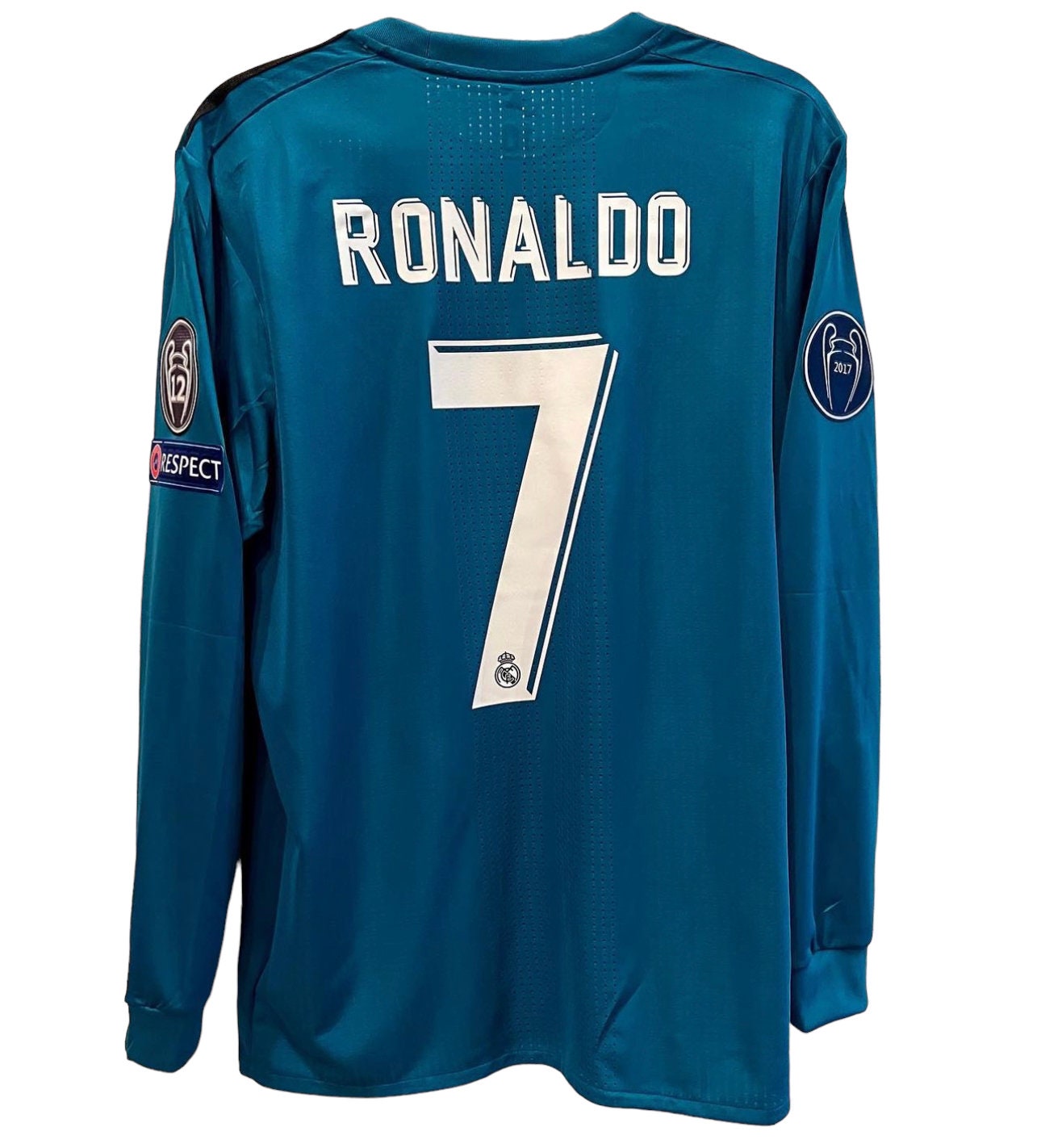 Ronaldo Real Madrid UEFA Long Sleeve Teal Blue - Etsy