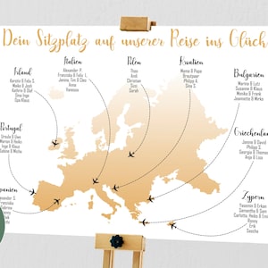 Plano de assentos para casamento com tema de viagem | 60x80cm | Europa | personalizável | digital
