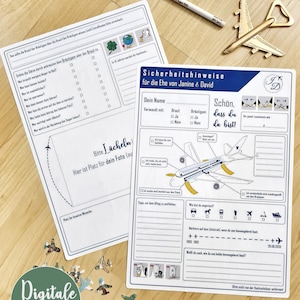 Viagem do tema do casamento do cartão do livro de visitas | A4 | Cartão de perguntas | personalizável | digital