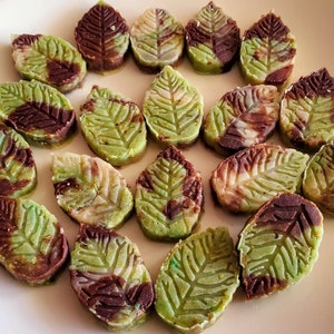 Two Dozen Marbled Marzipan Autumn Leaves