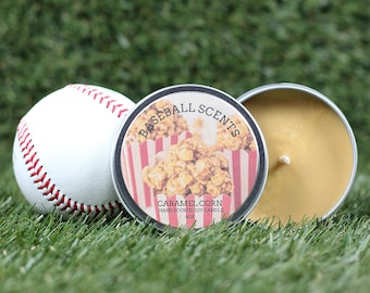 Baseball Scents Carmel Corn Soy Candle