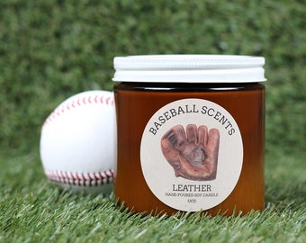 Baseball Scents Leather Candle 12OZ