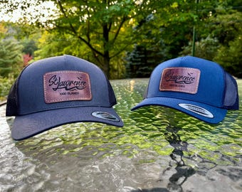 St Lawrence River 1000 Islands Trucker Hat, Engraved Faux Leather Patch