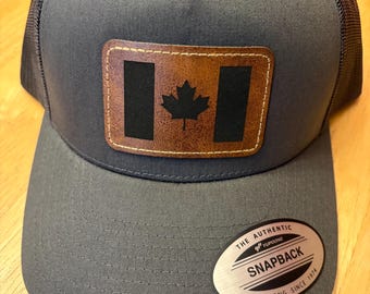 Canadian Flag Laser Engraved Patch Hat