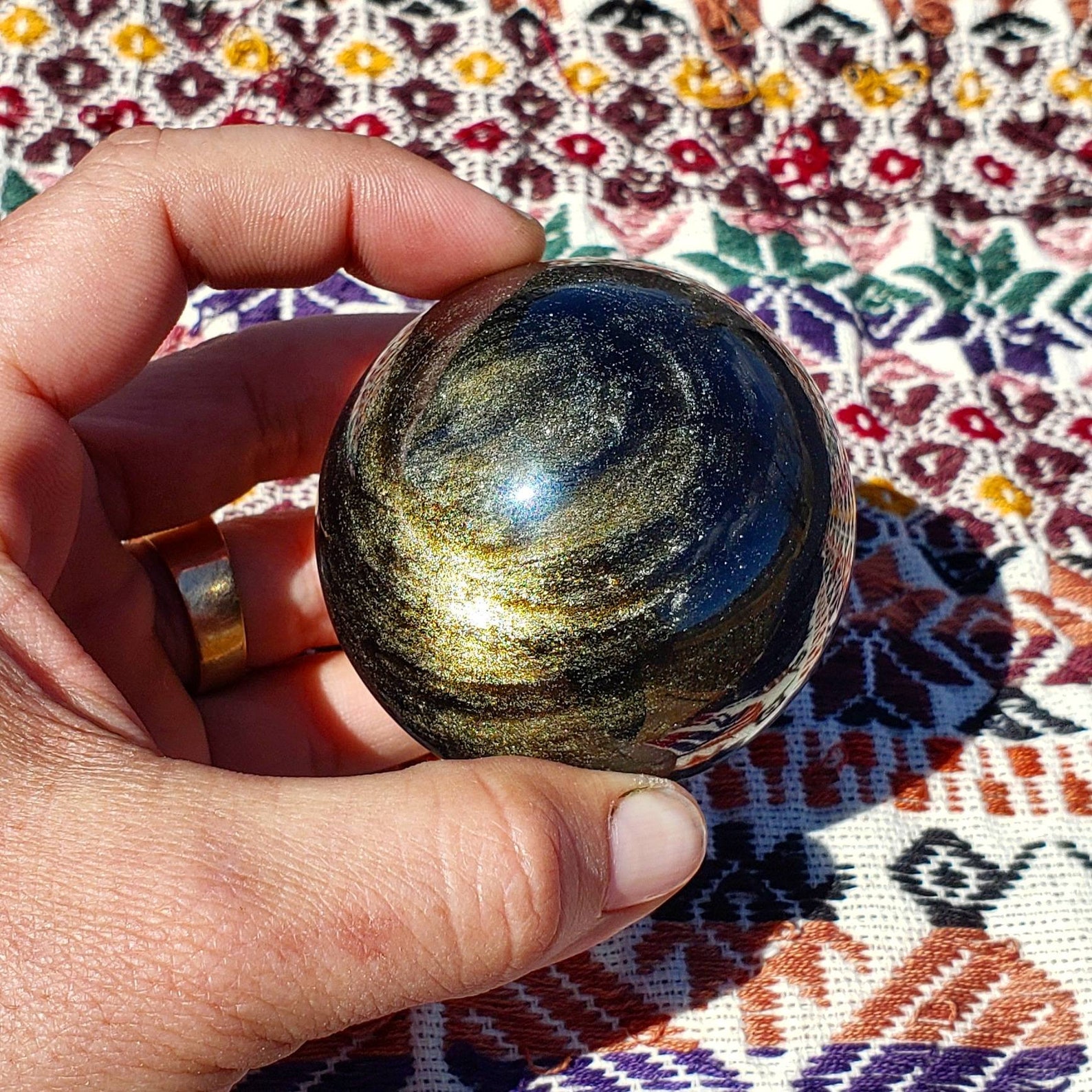 Beautiful Large 60mm Gold Sheen Obsidian Sphere Etsy